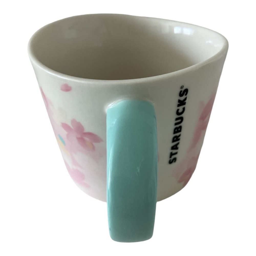 Starbucks Japan  Sakura 2020 Cherry Blossom 12 Oz Mug Teal Handle 12 Oz - Picture 2 of 5